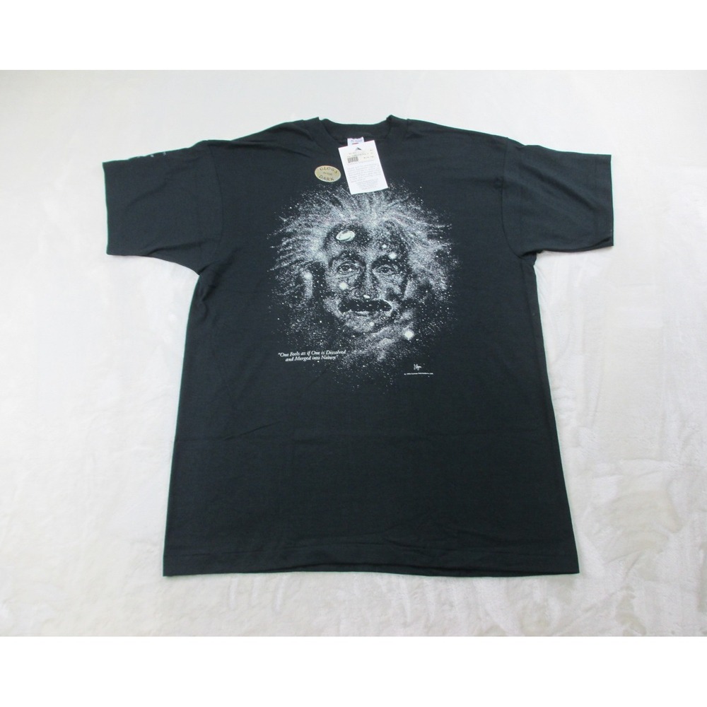 NEW DEADSTOCK VINTAGE Albert Einstein Shirt Mens‎ Extra Large Black Starry Night